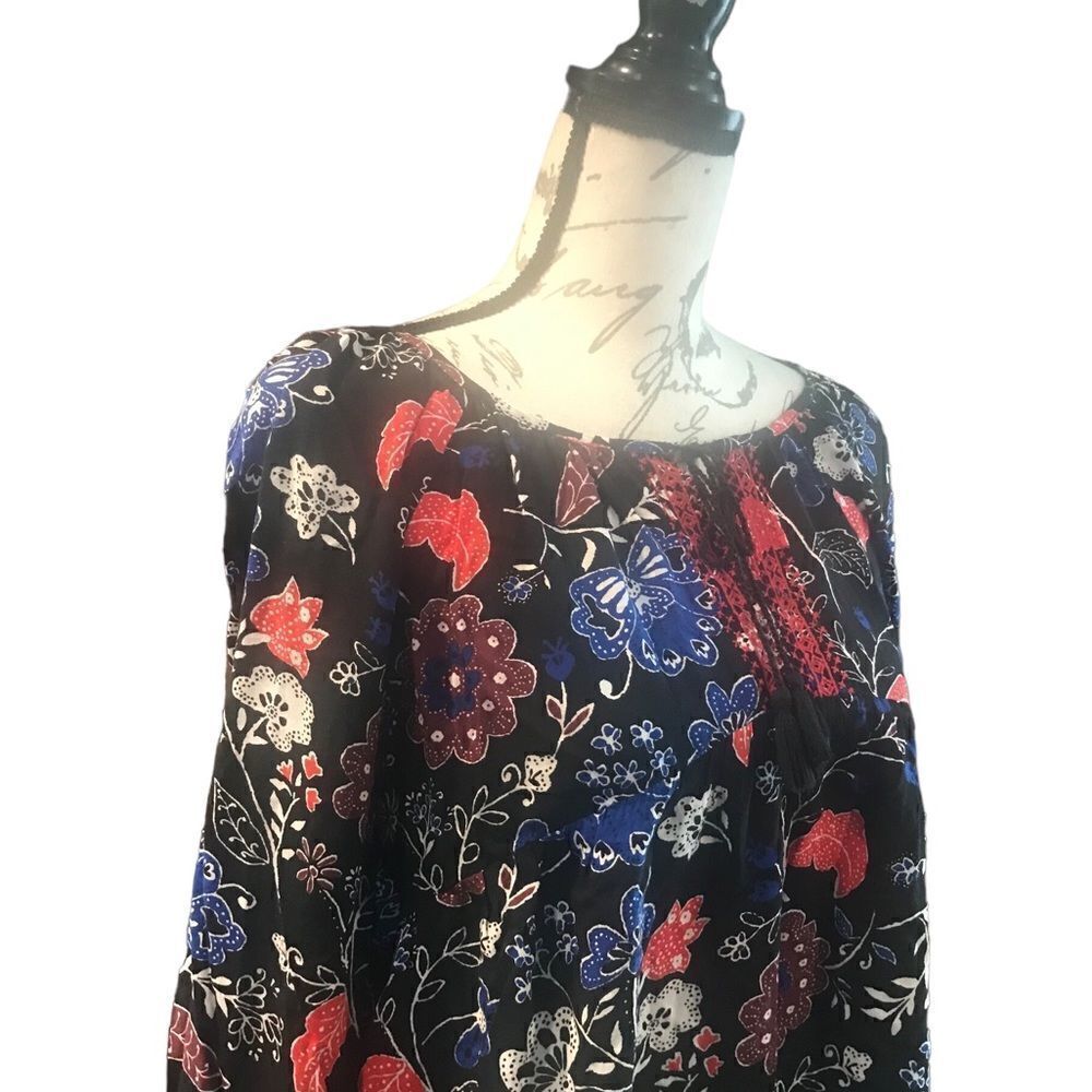 Old Navy Multicolor Floral Blouse Women's Medium Long Sleeve - Picture 8 of 11
